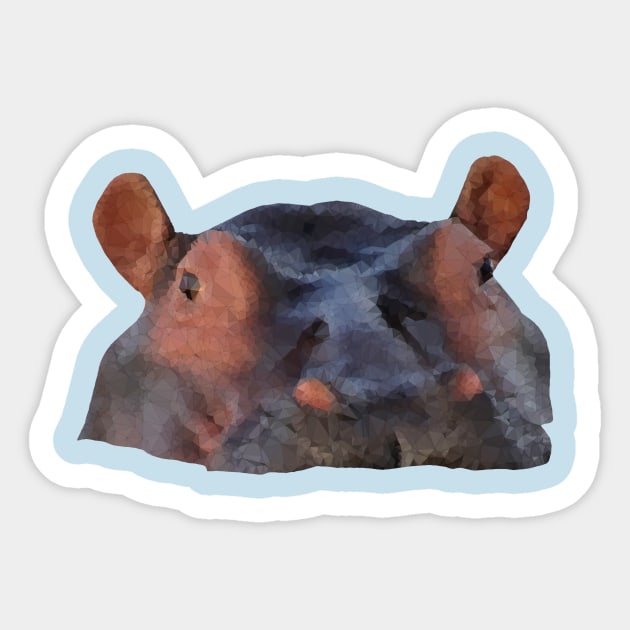 Low Poly Hippo with the Head Poking out of the Water Sticker by TRIME